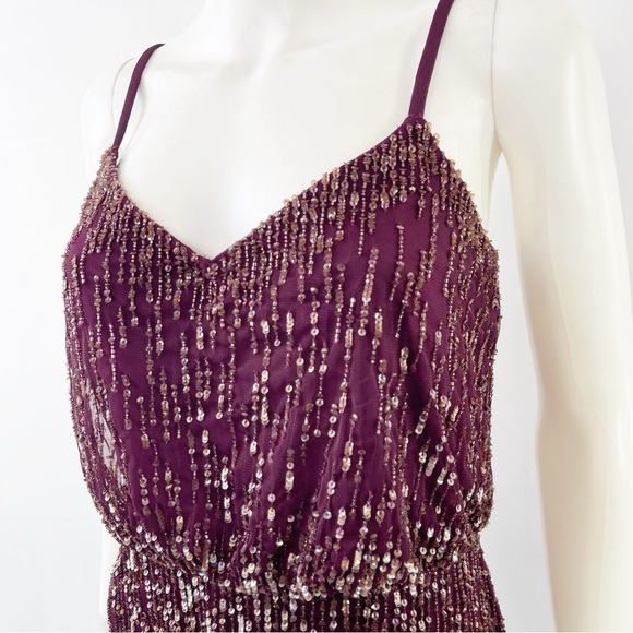 Adrianna Papell Dress Size 4 Midi Beaded Flapper Whimsigoth Dark Fairycore - Picture 3 of 13